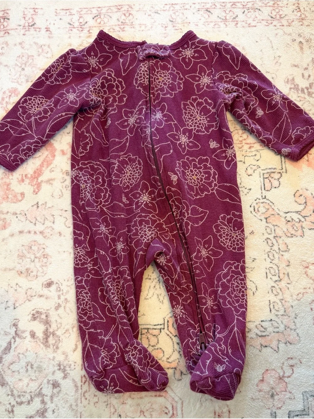 Carter’s Baby Girl Plum Floral Zip-Front Sleeper